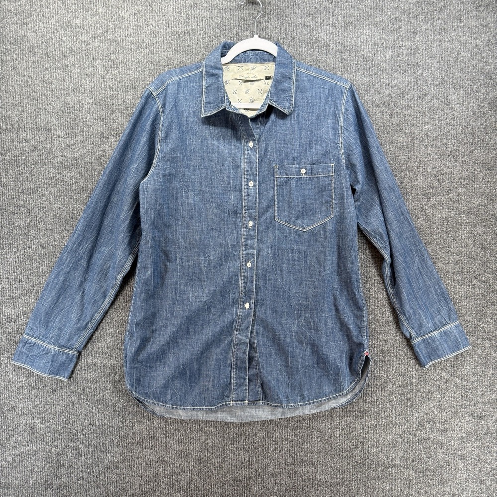 Christopher Blue Shirt Womens M Blue Button Up Long Sleeve Casual Western Boho